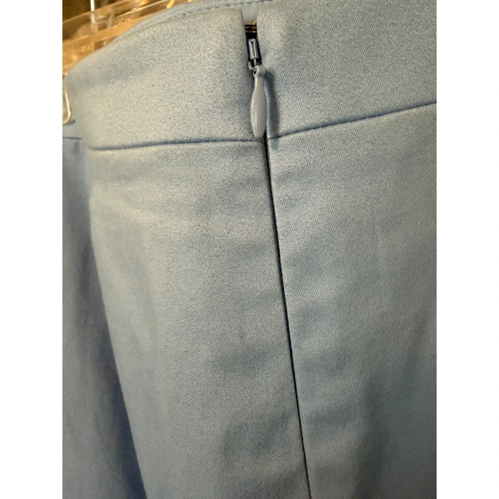J. Crew Women Scalloped Hem Mini Skirt Dusty Blue Cotton Linen A-Line High Waist